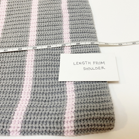 Caslon Shaker Mock Neck Sweater new NWT medium gray pink stripe boxy chunky - Picture 7 of 9